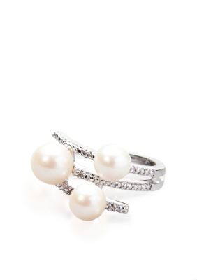 Belk & Co. Sterling Silver Fresh Water Pearl and Diamond Ring