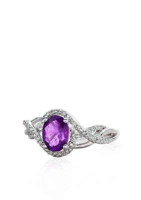 Belk & Co. Sterling Silver Amethyst and Diamond Ring