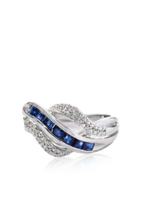 Belk & Co. Sterling Silver Genuine Sapphire and Diamond Ring