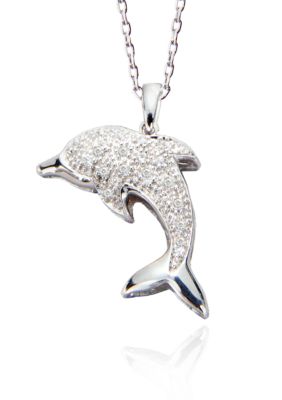 Belk & Co. Diamond Dolphin Pendant in Sterling Silver