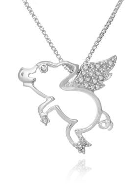Belk & Co. Diamond Flying Pig Pendant in Sterling Silver