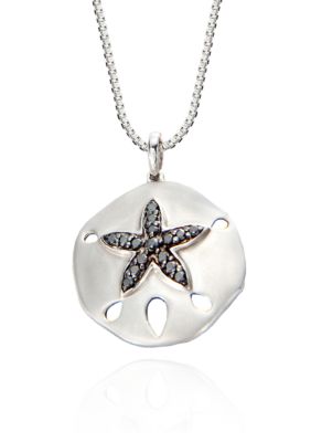 Belk & Co. Black Diamond Sand Dollar Pendant in Sterling Silver