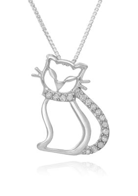 Belk & Co. Diamond Cat Pendant in Sterling Silver