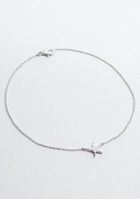 Belk & Co. Platinum Plated Sterling Silver Cubic Zirconia Starfish Anklet