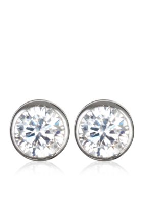 Belk & Co. Platinum Plated Sterling Silver Cubic Zirconia Bezel Set Stud Earrings