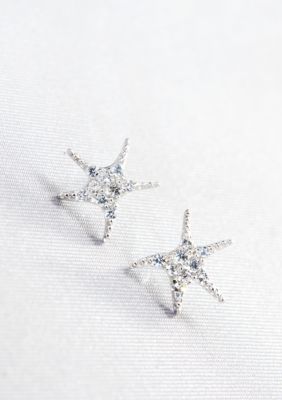 Belk & Co. Platinum Plated Sterling Silver White Cubic Zirconia Starfish Earrings