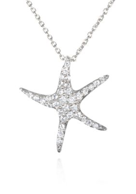 Belk & Co. Platinum Plated Sterling Silver Cubic Zirconia Starfish Pendant