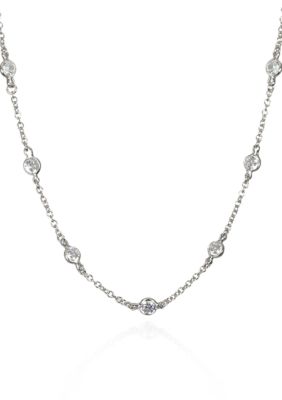 Belk & Co. Platinum Plated Sterling Silver Cubic Zirconia Necklace
