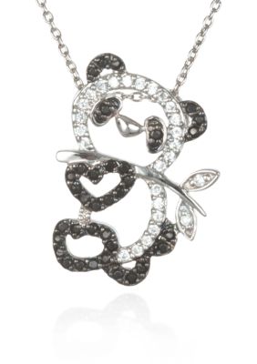 Belk & Co. Platinum Plated Sterling Silver Cubic Zirconia Panda Pendant
