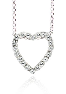 Belk & Co. Platinum Plated Sterling Silver Cubic Zirconia Heart Pendant