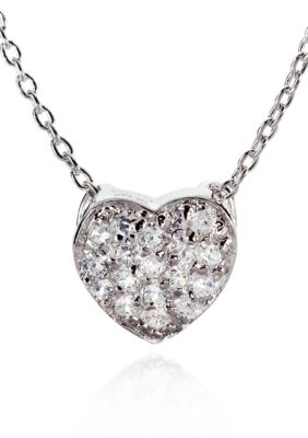 Belk & Co. Platinum Plated Sterling Silver Cubic Zirconia Mini Heart Pendant