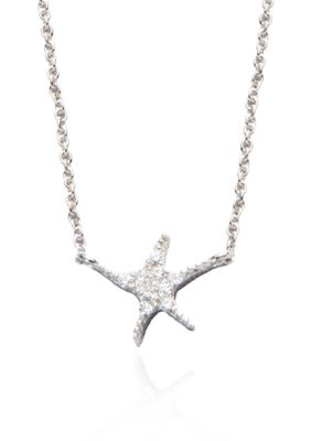 Belk & Co. Platinum Plated Sterling Silver White Cubic Zirconia Starfish Pendant