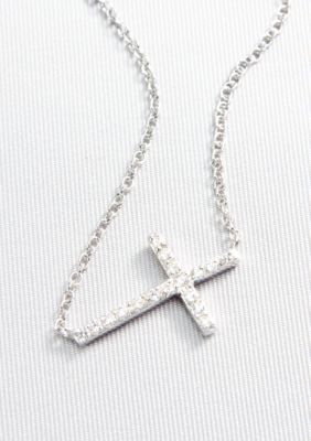 Belk & Co. Platinum Plated Sterling Silver Cubic Zirconia Cross Pendant