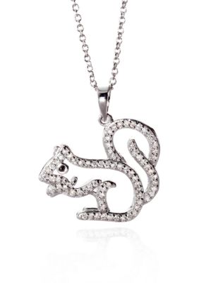 Belk & Co. Platinum Plated Sterling Silver Cubic Zirconia Mini Squirrel Pendant