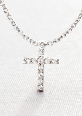 Belk & Co. Platinum Plated Sterling Silver Cubic Zirconia Mini Cross Pendant