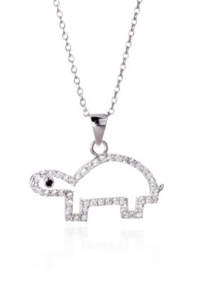 Belk & Co. Platinum Plated Sterling Silver Cubic Zirconia Open Turtle Pendant