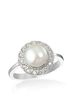 Belk  Co. Platinum Plated Sterling Silver Freshwater Pearl and Cubic ...