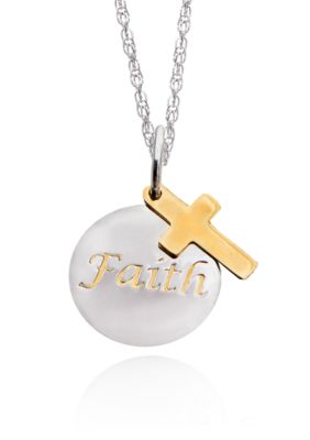 Belk & Co. Sterling Silver with 14k Faith Pendant