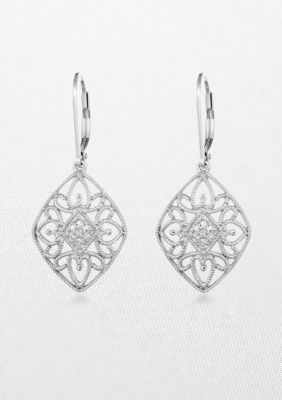 Belk & Co. Diamond Lever Back Earrings in Sterling Silver