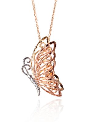 Belk & Co. 14k Tricolor Butterfly Pendant
