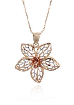 Belk & Co. 14k Tricolor Flower Pendant
