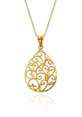 Belk & Co. 14k Yellow Gold Pendant with Lace Detail