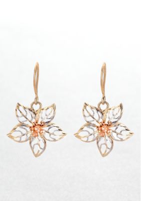 Belk & Co. 14k Tricolor Flower Earring