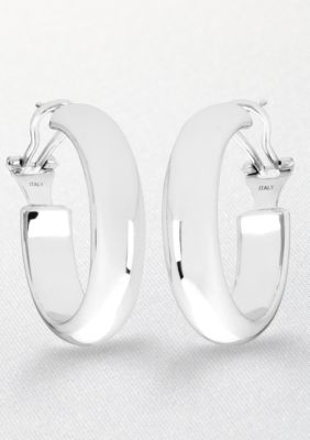 Belk & Co. Sterling Silver Domed Omega-back Hoop Earrings