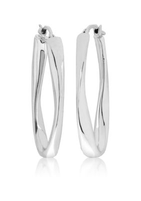 Belk & Co. Sterling Silver Organic Oval Hoop Earrings