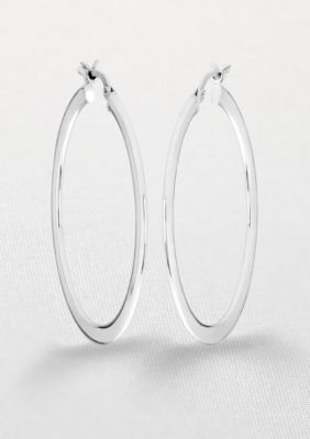 Belk & Co. Sterling Silver Slender Diamond Cut Hoop Earrings