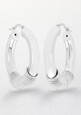 Belk & Co. Sterling Silver Detailed Polished Hoop Earrings