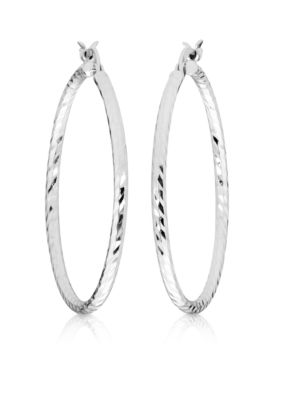 Belk & Co. Sterling Silver Polished Diamond Cut Hoop Earrings