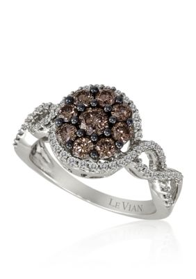 Le Vian Vanilla Diamond and Chocolate Diamond Cluster Ring in 14k Vanilla Gold Le Vian Vanilla Diamond and Chocolate Diamond Cluster Ring in 14k Vanilla Gold
