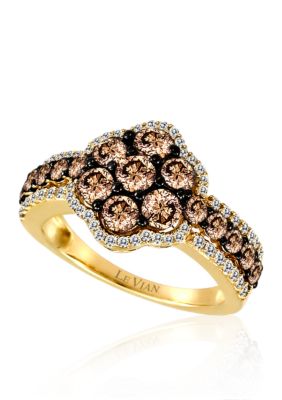 Le Vian Chocolate Diamond and Vanilla Diamond Cluster Ring in 14k Honey Gold