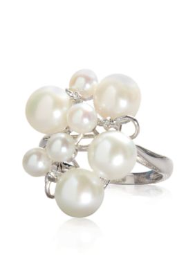 Belk & Co. Sterling Silver Freshwater Pearl and Diamond Ring