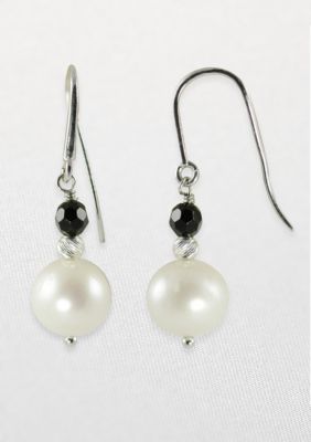 Belk & Co. Sterling Silver Freshwater Pearl and Onyx Dangle Earrings