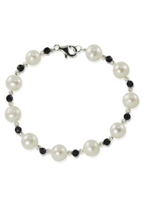 Belk & Co. Sterling Silver Freshwater Pearl and Onyx Bracelet