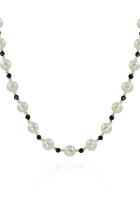 Belk & Co. Sterling Silver Freshwater Pearl & Onyx Necklace