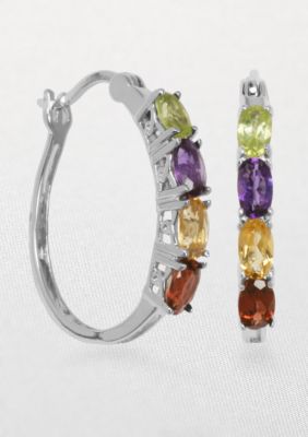 Belk & Co. Sterling Silver Multi-Color Hoop Earring