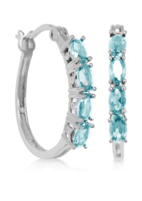 Belk & Co. Sterling Silver Blue Topaz Oval Hoop Earrings
