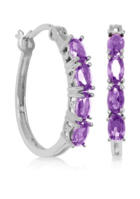 Belk & Co. Sterling Silver Amethyst Oval Hoop Earrings