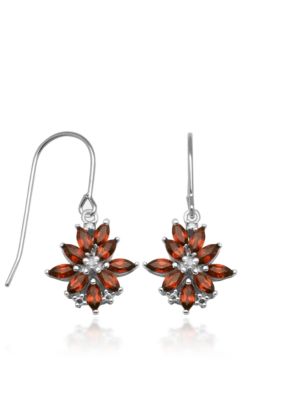 Belk & Co. Sterling Silver Garnet and Diamond Earrings  