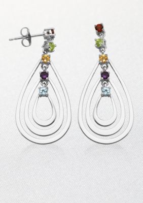 Belk & Co. Sterling Silver Multi Gemstone Teardrop Post Earrings 