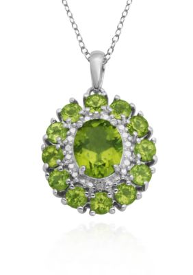 Belk & Co. Sterling Silver Peridot and Diamond Cluster Pendant  