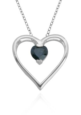Belk & Co. Sterling Silver Black Sapphire Heart Pendant  