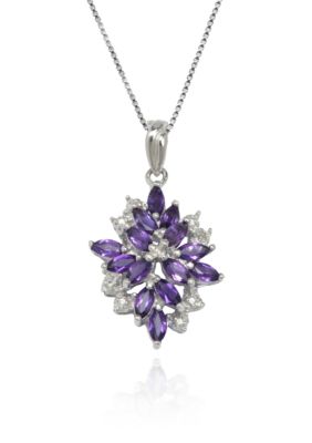 Belk & Co. Sterling Silver Amethyst and Diamond Pendant