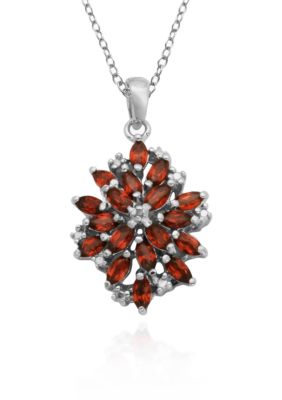 Belk & Co. Sterling Silver Garnet and Diamond Accent Cluster Pendant 