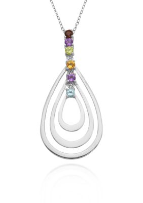 Belk & Co. Sterling Silver Multi Stone Dangle Teardrop Pendant