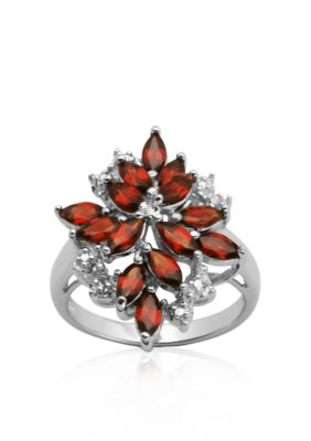 Belk & Co. Sterling Silver Garnet and Diamond Ring