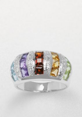 Belk & Co. `Sterling Silver Multi-Color and Diamond Accent Ring